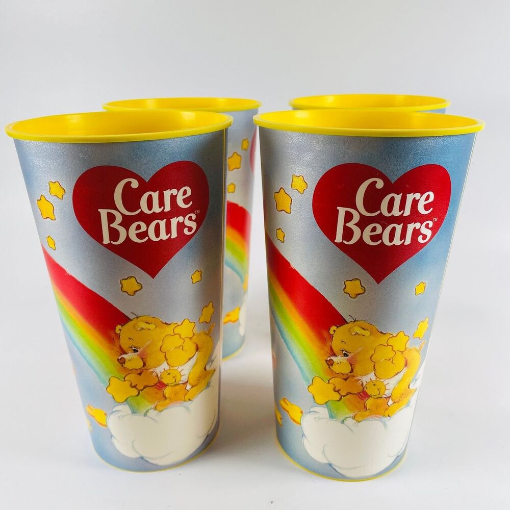 4 Care Bears Party Cup Set Multi-color 32 oz Plastic Rainbow Stars Designware - Picture 2 of 8